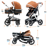 Reversible Foldable Baby Stroller with Bassinet Mode – High Landscape Portable Pram for Newborn & Toddler