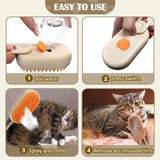 3-in-1 Steam Brush Cat & Dog Grooming Comb – Steamy Spray Hair Remover, Massage Comb & Pet Cleaning Tool