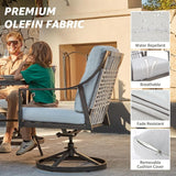 “5-Piece Outdoor Patio Dining Set – 4 Swivel Rocking Chairs & 38'' Round Table with Umbrella Hole”