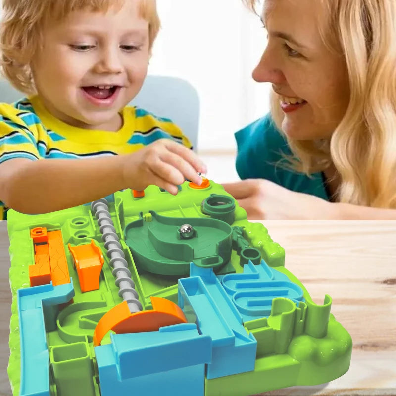 “Interactive Maze Ball Puzzle Game – 8-Level Marble Track Brain Teaser with Animal Buttons for Kids”