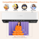 📄 Deli 9" Thermal Laminator – Quick Warm-Up Desktop Laminator with 20 A4 Pouches & Anti-Jam Design