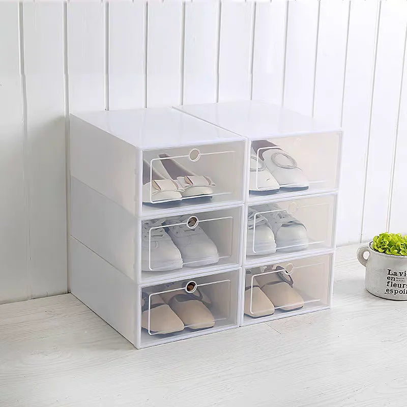 20-Pack Foldable Plastic Shoe Box Set – Clear Stackable Storage Organizers for Home & Closet