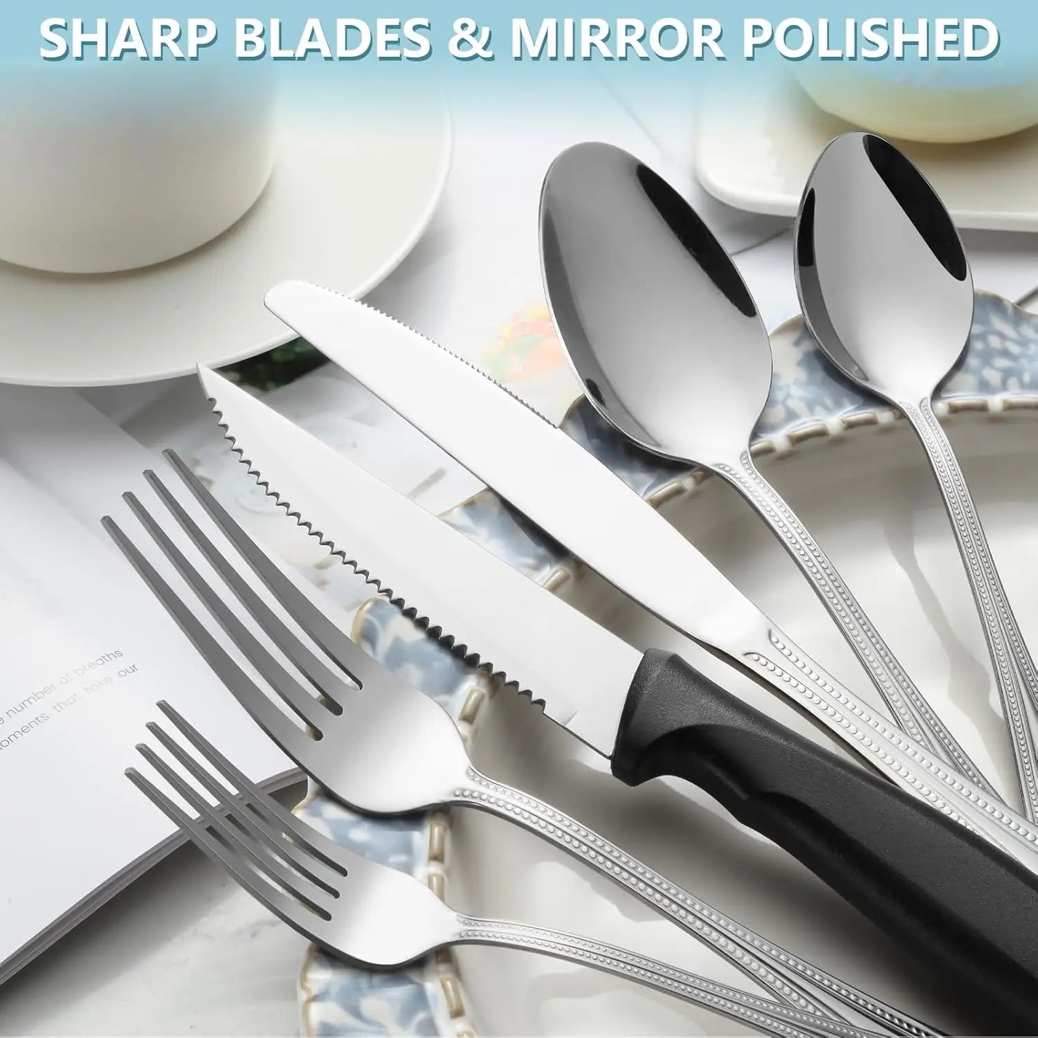 48-Piece Mirror-Polished Stainless Steel Flatware Set – Service for 8 (Forks, Spoons & Knives)