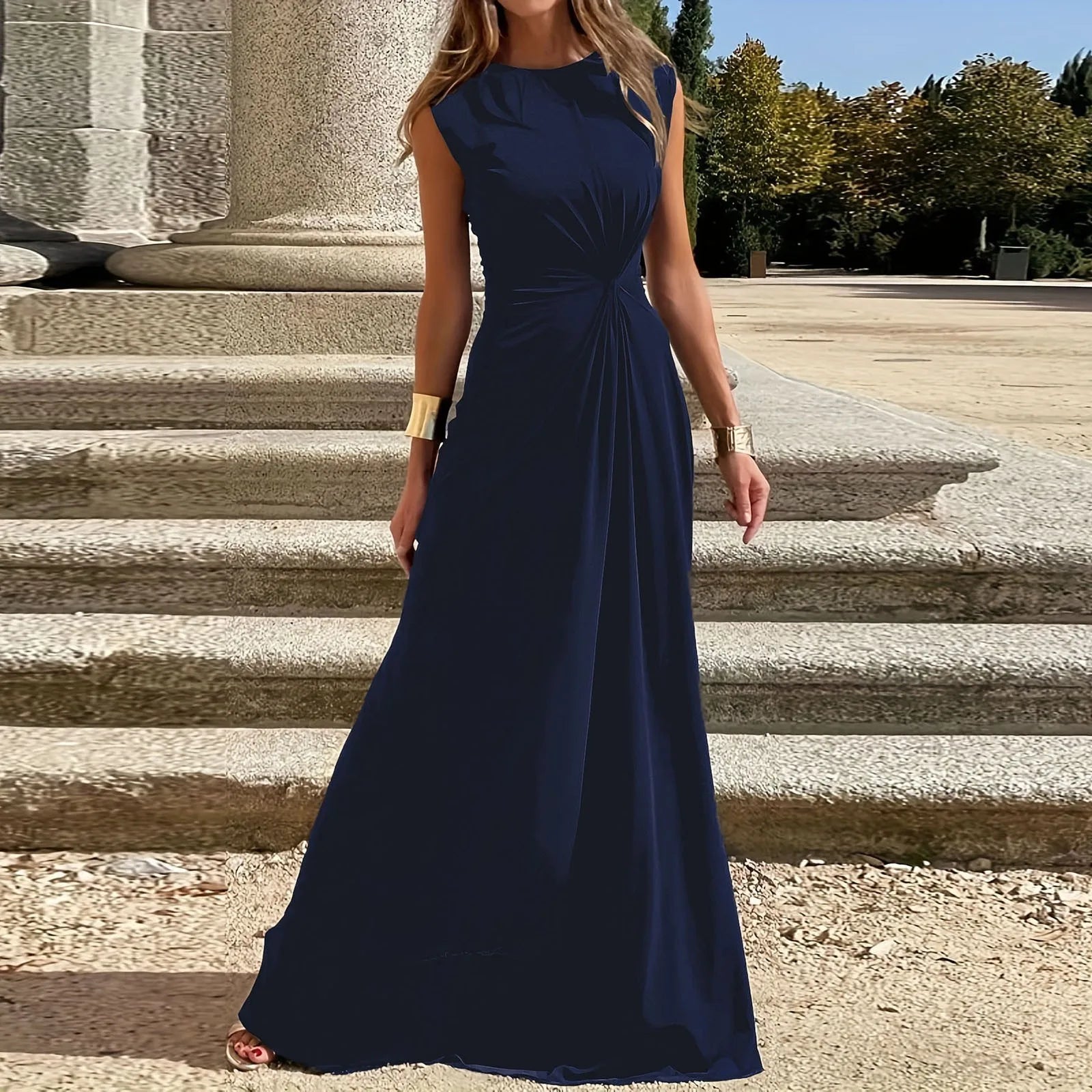 Women’s Maternity Surplice Maxi Dress – Solid Cotton Pregnancy Outfit with Asymmetrical Waist, Formal Wear for Moms