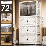 Multi-Layer Folding Storage Cabinet with Wheels – Large Capacity Rolling Organizer Wardrobe