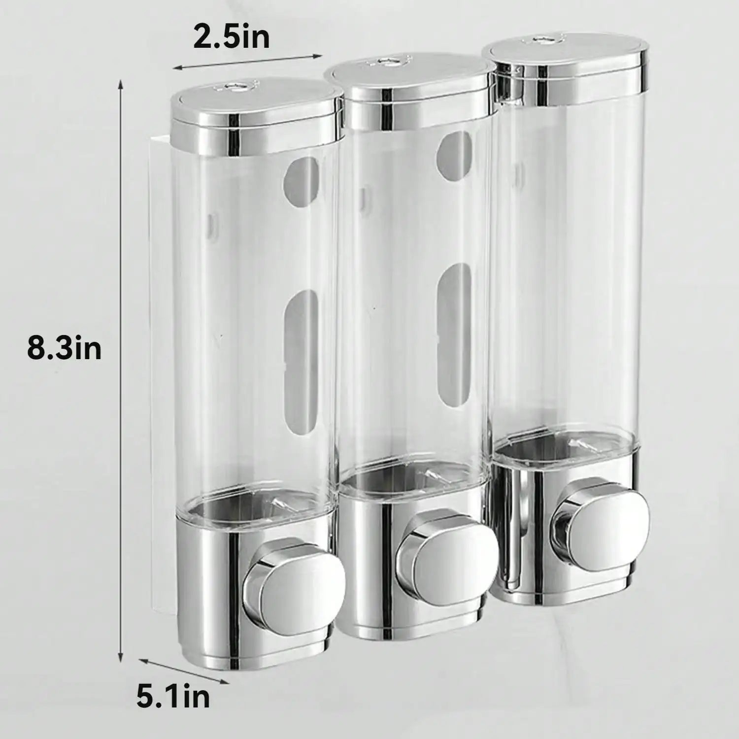 3-in-1 Chamber Wall-Mounted Shower Dispenser & Organizer – Pump for Shampoo, Soap & Conditioner
