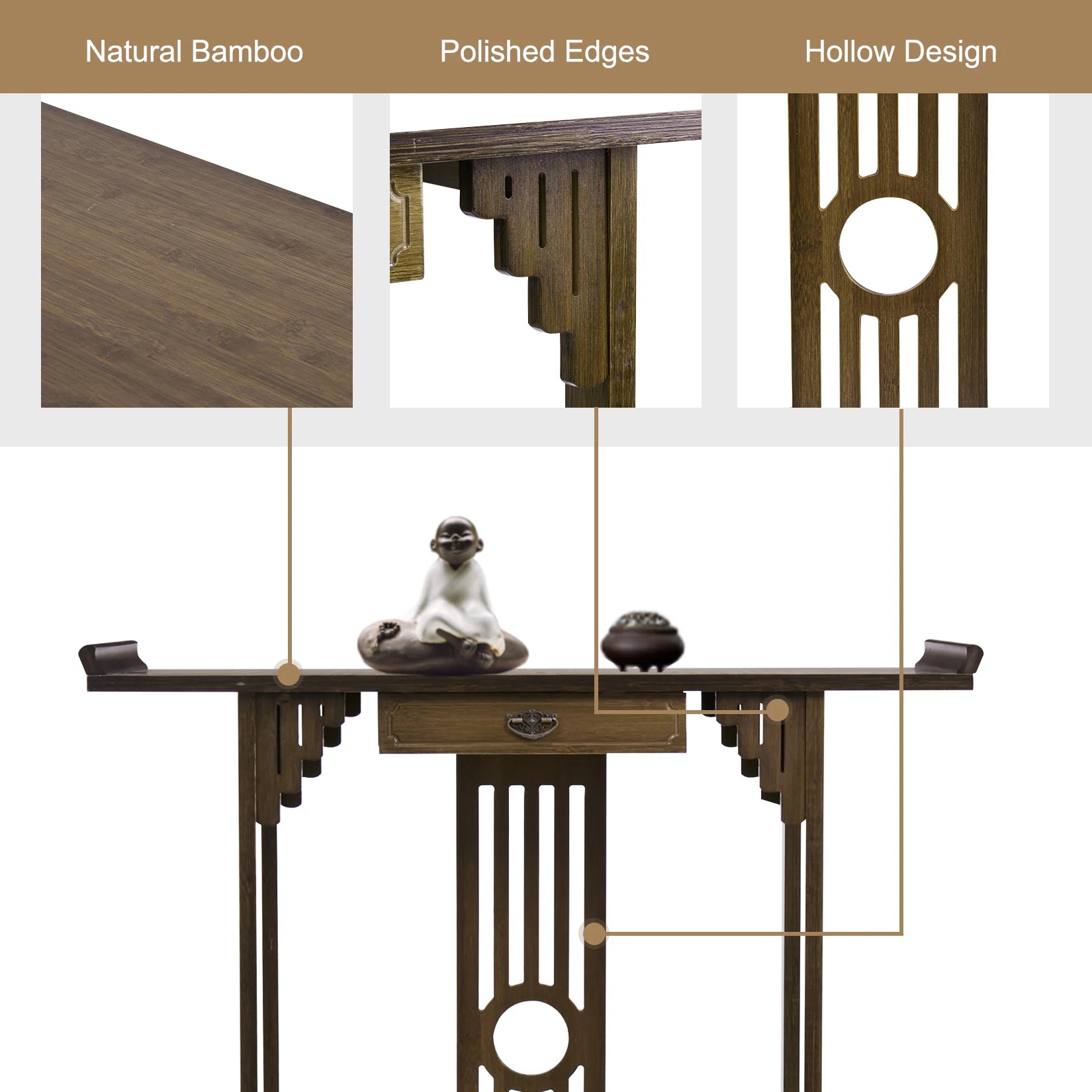 Chinese Style Hall Console Table – Solid Wood Entryway Accent Table with Drawer & Storage Shelf 🪵🏠