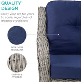 3-Piece Outdoor Wicker Patio Bistro Set – 360° Swivel Rocking Chairs with Cushions & Tempered Glass Table | Weather-Resistant Furniture Set