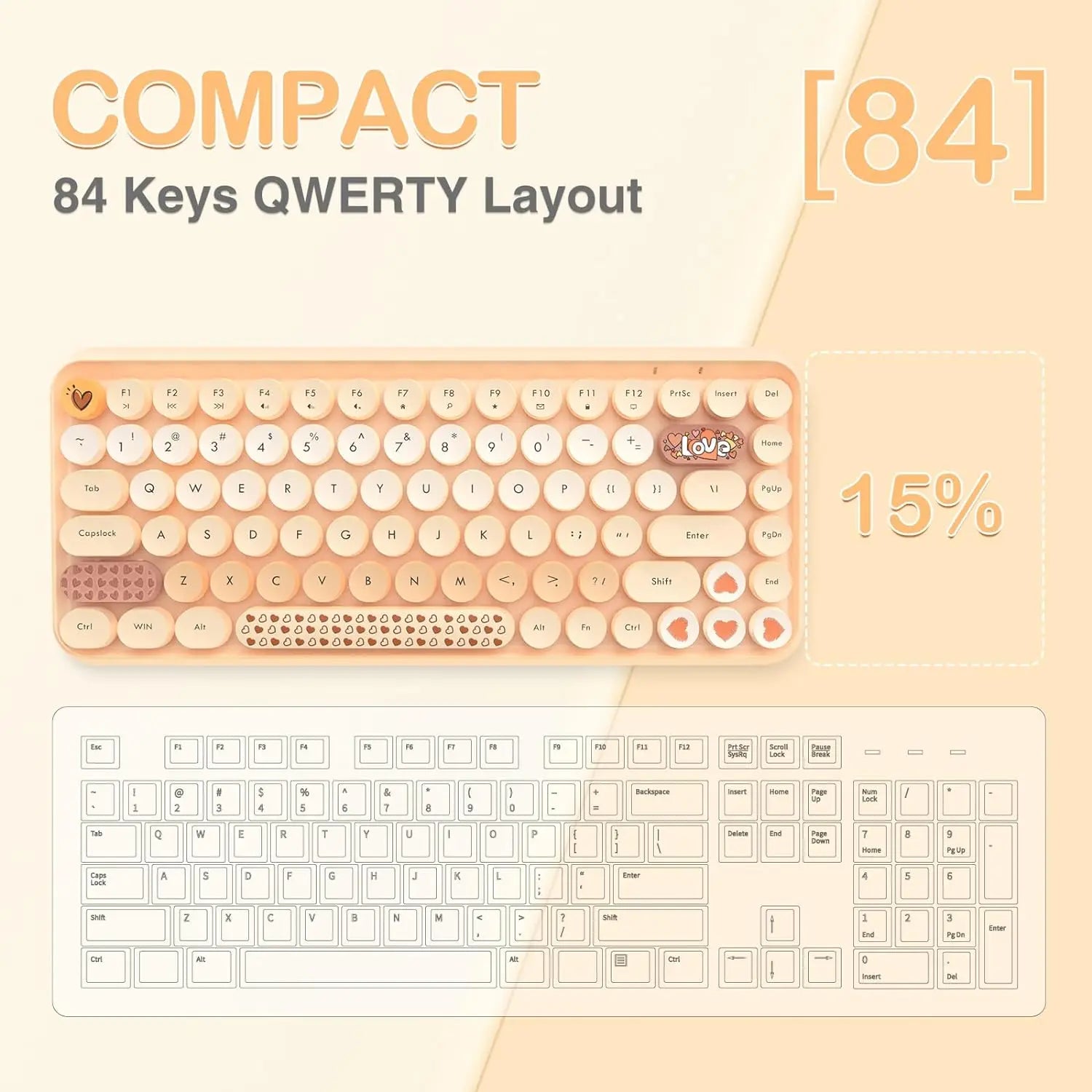 308i Pink Wireless Keyboard and Mouse Set – 2.4G Retro Typewriter Style with Gradient Round Keycaps & Cute Design