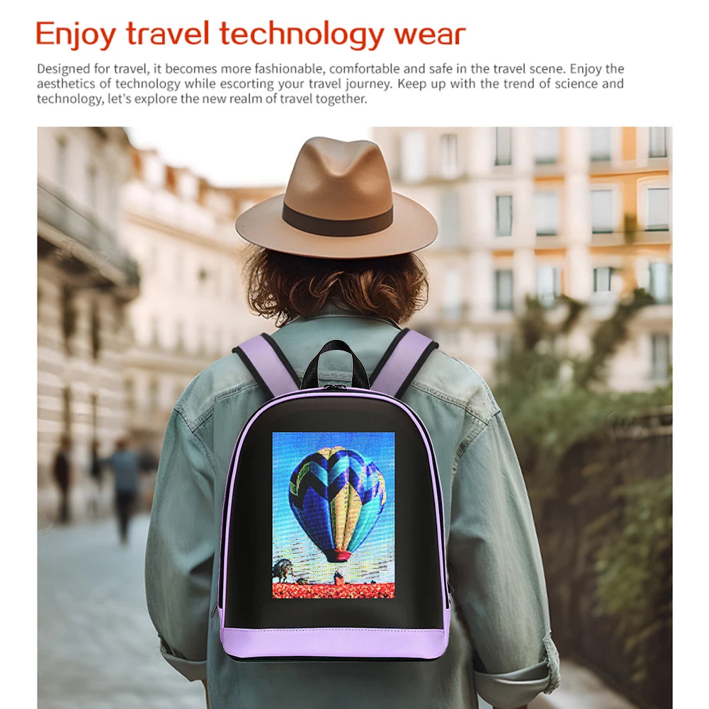 LED Motorcycle Advertising Backpack — App-Controlled Waterproof Pixel Screen Outdoor Business Display Bag
