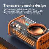K07 Transparent Bluetooth Speaker – Mecha-Style TWS Stereo Speaker with 3 LED Light Modes & Hands-Free Calling