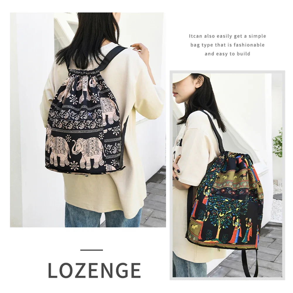 Foldable Drawstring Sports Backpack – Unisex Casual Knapsack with Dry & Wet Separation