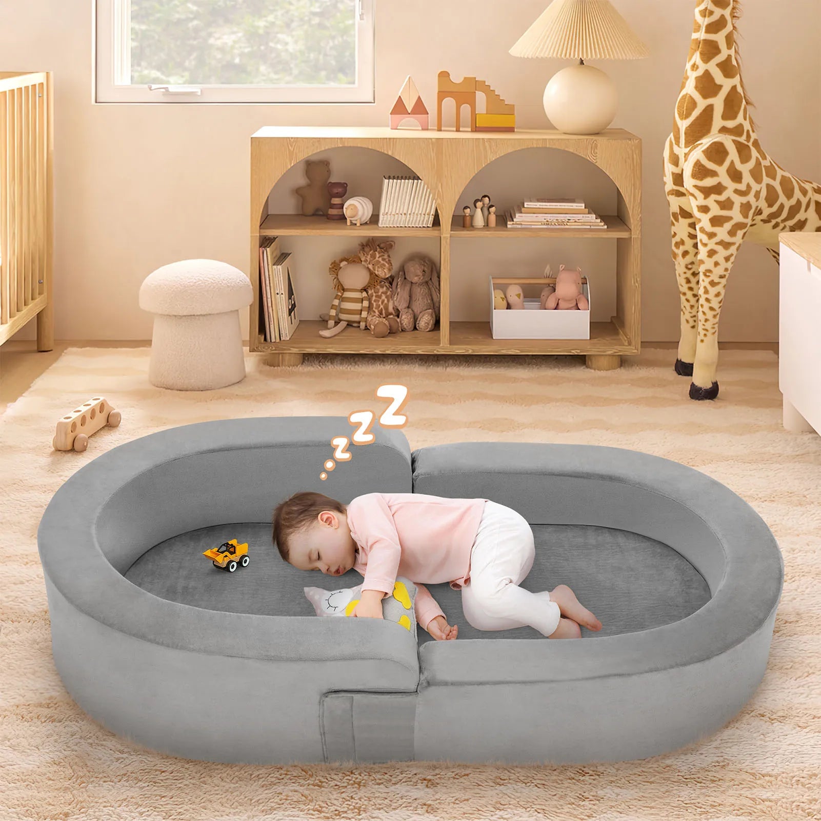Portable Toddler Sofa Bed 🛏️ – 2-in-1 Foldable Baby Sofa & Play Bed – Comfort & Safety for Kids