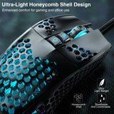 SM900 Wired Gaming Mouse – 12,800 DPI Honeycomb Lightweight Mouse with 7 Buttons & Macro Software for PC/Laptop