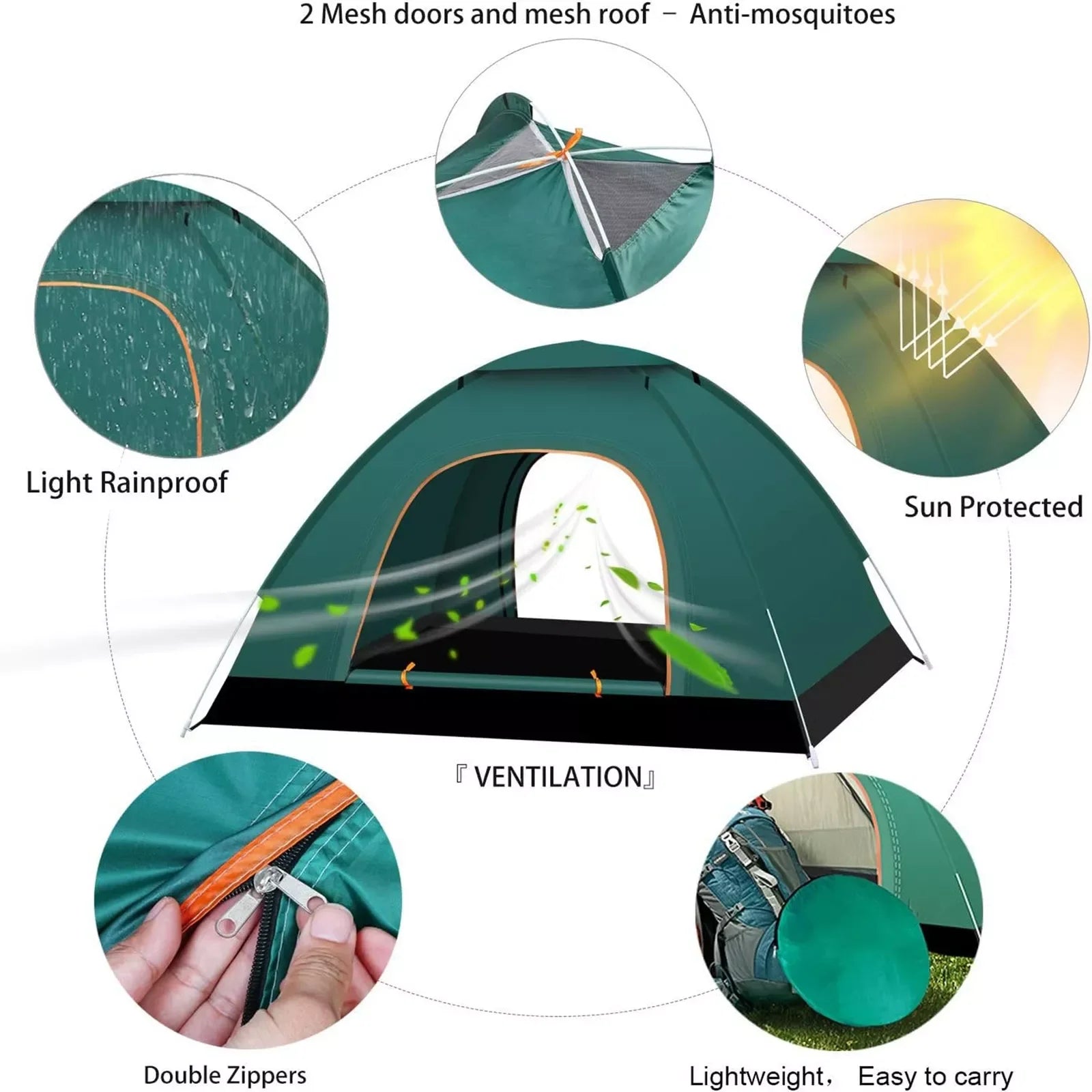 Automatic Pop-Up Camping Tent – Waterproof & Sun-Proof Portable Shelter for 2–3 People ⛺🌞💧