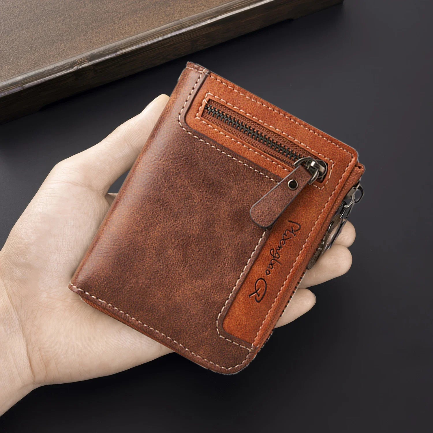 Premium Retro Short Wallet for Men – Stylish PU Leather Zipper Wallet with Multi-Function Design & Durable Craftsmanship