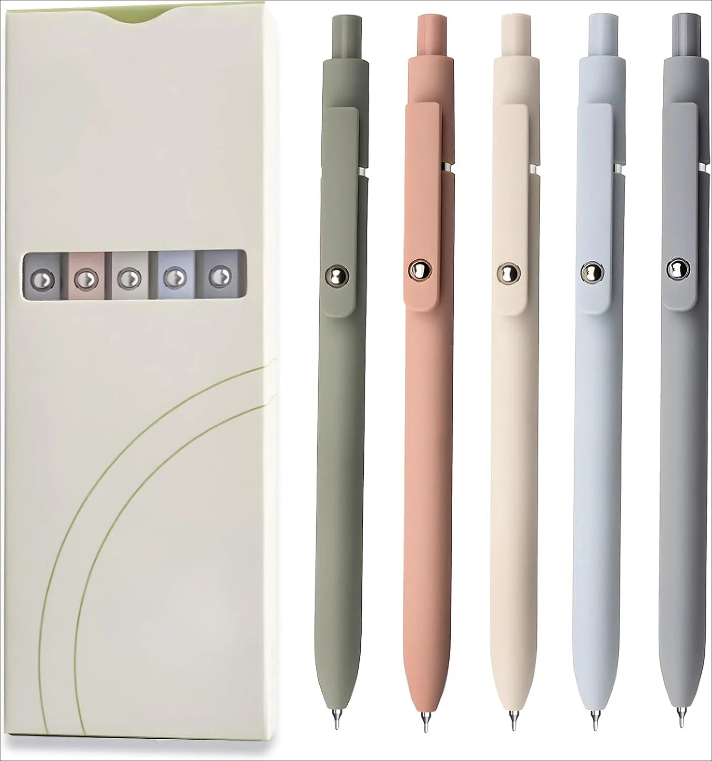Gel Pens – 5-Pack 0.5mm Black Ink Retractable Pens with Silicone Grip & Metal Clip ✍️