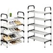 5-Tier Stainless Steel Stackable Shoe Rack – Adjustable Shoe Organizer for Closet & Entryway