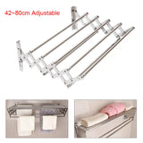 Adjustable Stainless-Steel Wall-Mounted Laundry Drying Rack – Extends 42-80 cm, Foldable Towel Holder for Bathroom & Utility