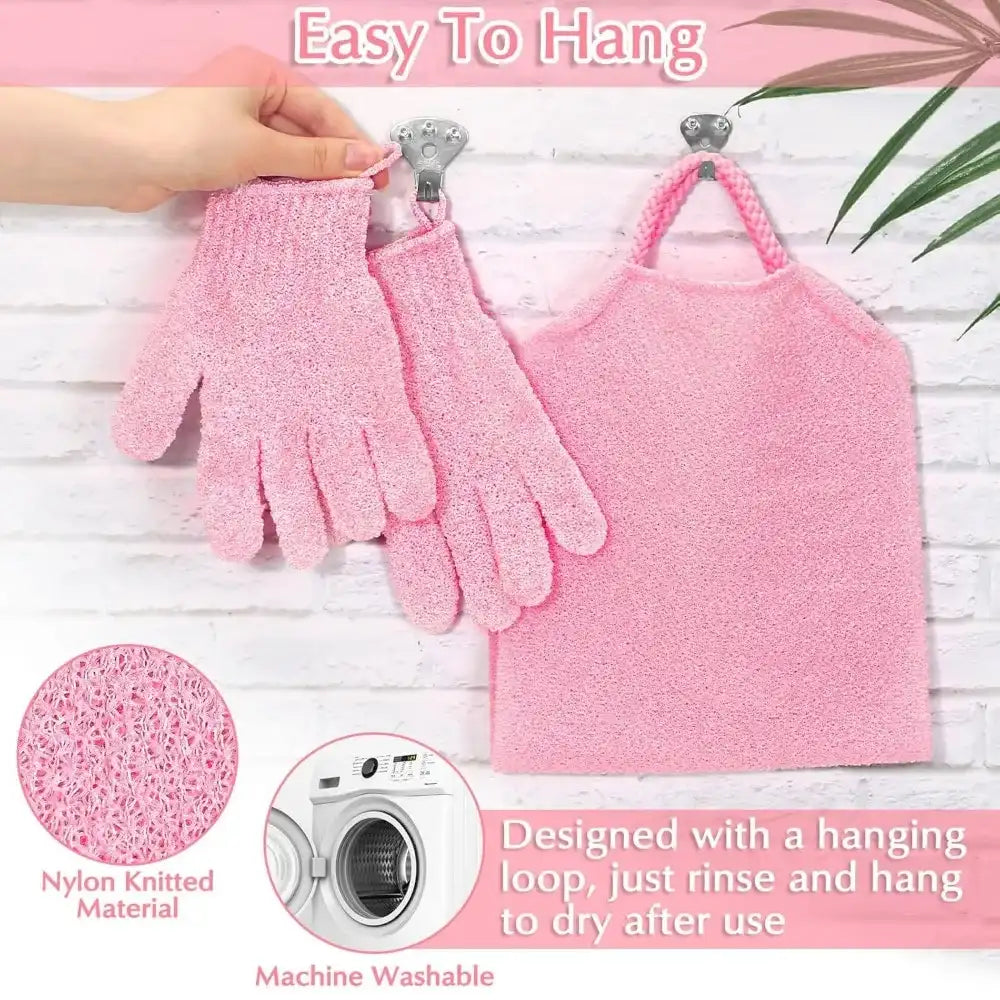S&R PLKOP Exfoliating Body Scrubber & Gloves Set – Deep-Exfoliation Shower Gloves for Body, Face & Back