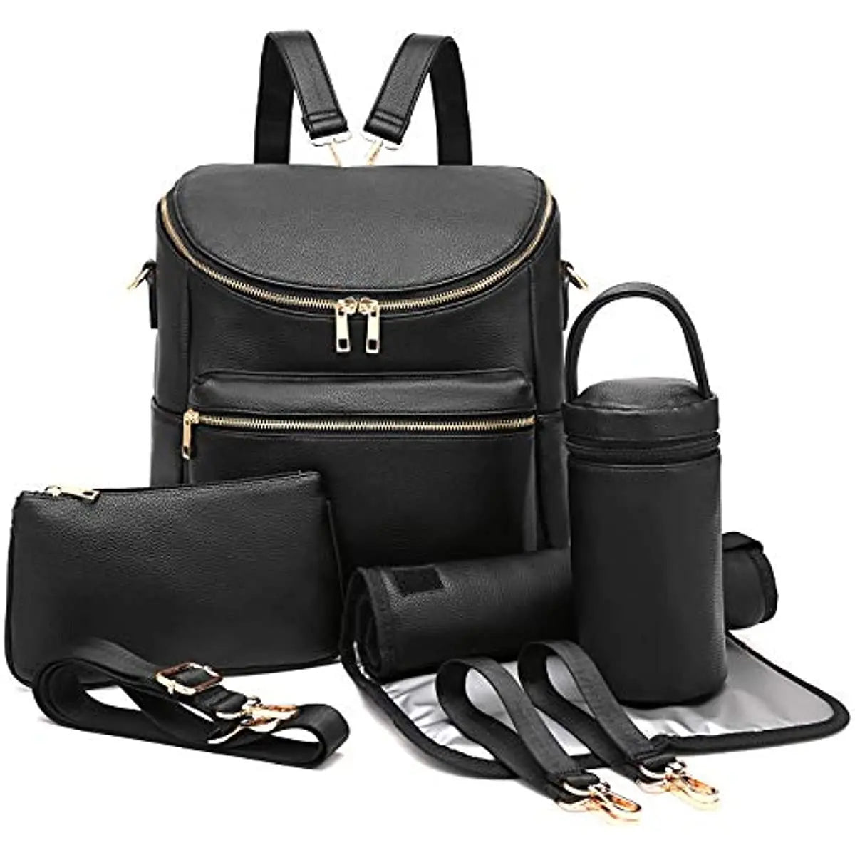 2022 PU Leather Diaper Backpack – Fashion Mommy & Daddy Bag with Changing Pad | Large Capacity Baby Organizer Nappy Bag