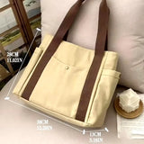 Large-capacity canvas tote bag – student & college style shoulder handbag, work commuting book bag for school, office & daily use