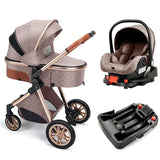 3-in-1 Luxury Baby Travel Stroller with ISOFIX Base – Sit or Lie Down for Newborns