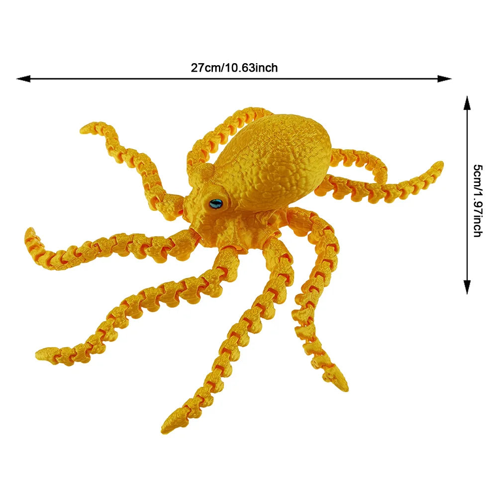 3D Printed Articulated Octopus – Sea Life Decorative Model Toy for Home & Office Desk Décor