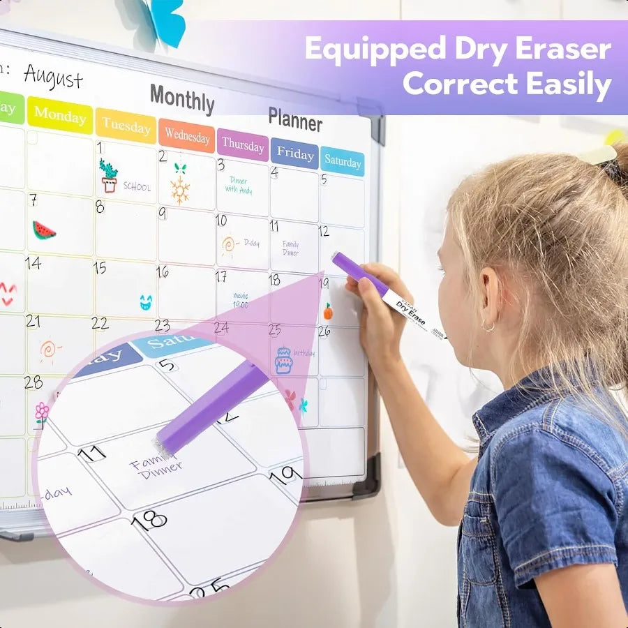 Ultra Fine Tip Dry Erase Markers – 12-Pack Magnetic Whiteboard Markers with Erasers (0.7mm) 🧲