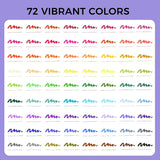 72 Colors Dual Tip Markers – No-Bleed Fine & Brush Tip Pens for Adult Coloring Books, School & Art Projects