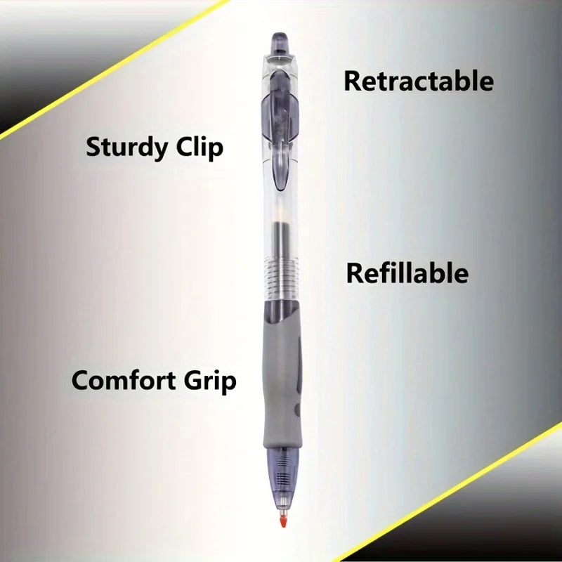 12-Pack Retractable Gel Ink Roller Ball Pens – Smooth, Quick-Dry, Water-Resistant Writing for School & Office