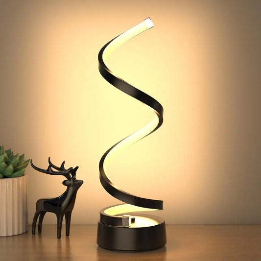 🌀 Classic Creative Spiral LED Table Lamp – Modern Minimalist Dimmable Lamp with Adjustable Arm & Soft Multifunctional Light