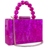 Women’s Pearl Marble Acrylic Evening Bag – Luxury Dark Green Crossbody Purse with Flap Closure for Weddings & Parties