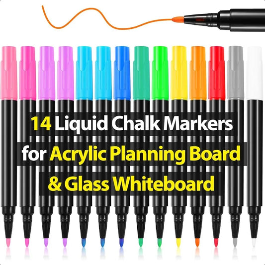 Liquid Chalk Markers – Vibrant Erasable Pens for Acrylic Calendars, Glass Boards, Windows & Mirrors