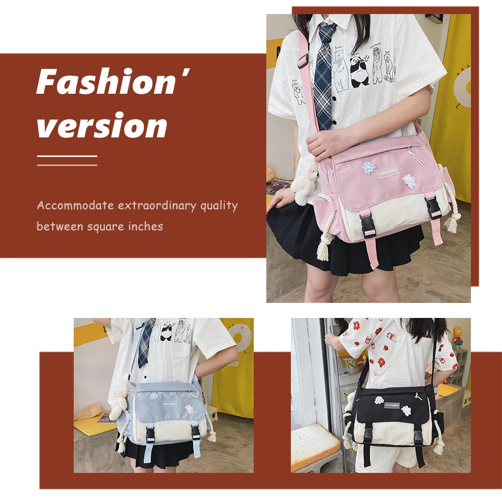 Harajuku Women’s Crossbody Bag 🎨 – Large Capacity Messenger Pouch with Zipper Pocket for Work, Sports & Travel 👜✨