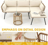 “3-Piece Patio Furniture Set – Wicker L-Shaped Sectional Conversation Sofa with Cushions for Backyard, Porch & Garden”