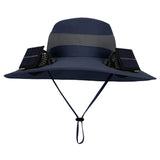 Outdoor Camping & Fishing Solar Fan Hat – Unisex Portable Wide Brim Fisherman Cap with Solar-Powered Cooling Fan