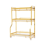 3-Tier White & Gold Bathroom Countertop Organizer – Vanity Shelf for Skincare, Makeup & Perfume