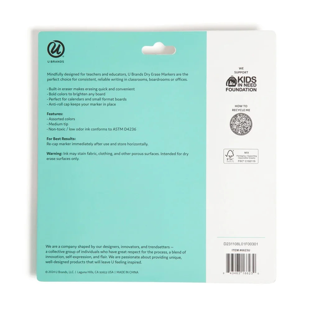 Dry Erase Markers Set – 10 Color Medium Bullet Tip Whiteboard Markers with Low-Odor Ink