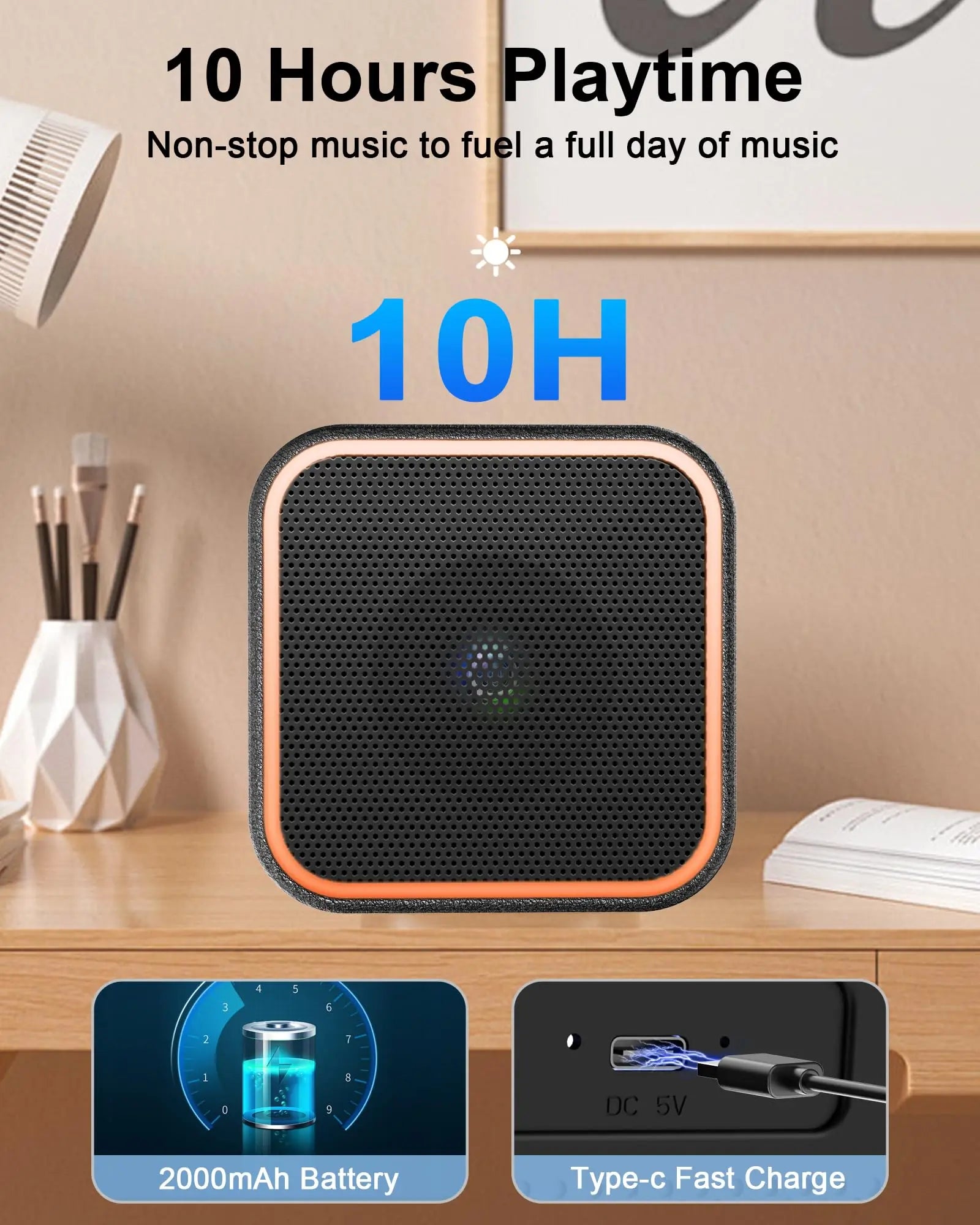 Portable Bluetooth Speaker with Dynamic RGB Lights – 10 H Playtime, HD Sound for Outdoor & Travel