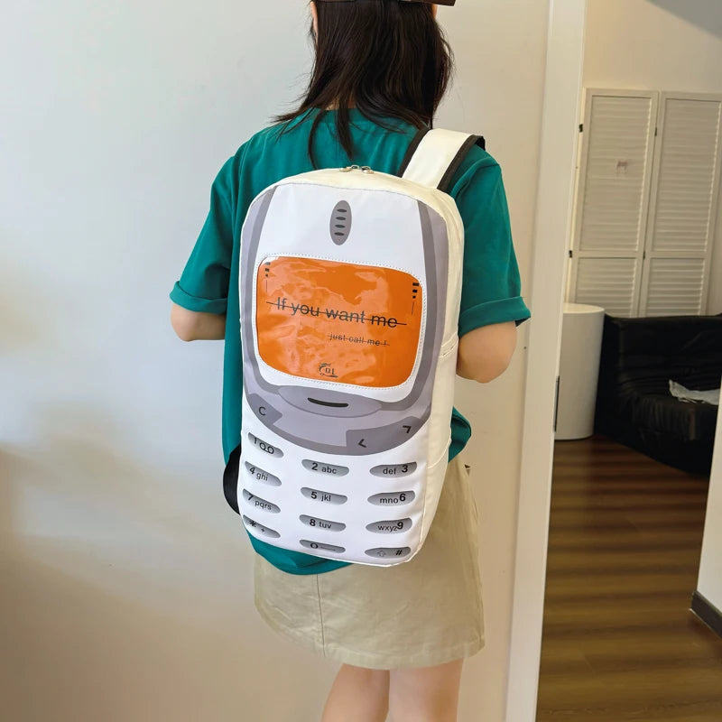 Mobile Phone Shape Fashion Backpack — Large-Capacity PU School Bag for Men, Women & Students