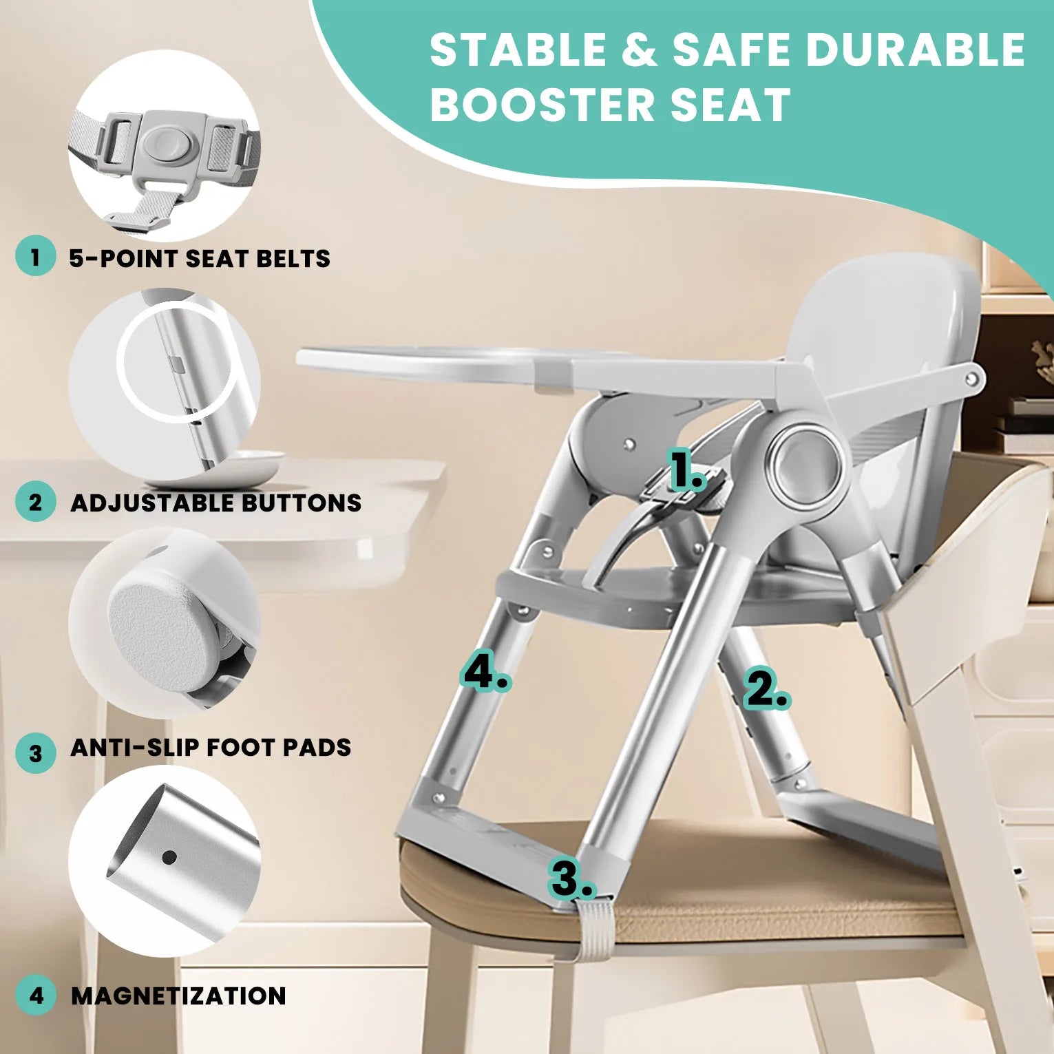 Baby Folding Booster Seat – Portable High Chair for Dining & Feeding (6 Months–3 Years) 👶🍽️
