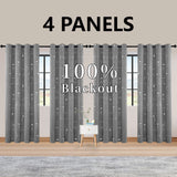Foil-Printed Thermal Insulated Blackout Curtains – Grommet Top, Room Darkening for Bedroom (Set of 4)