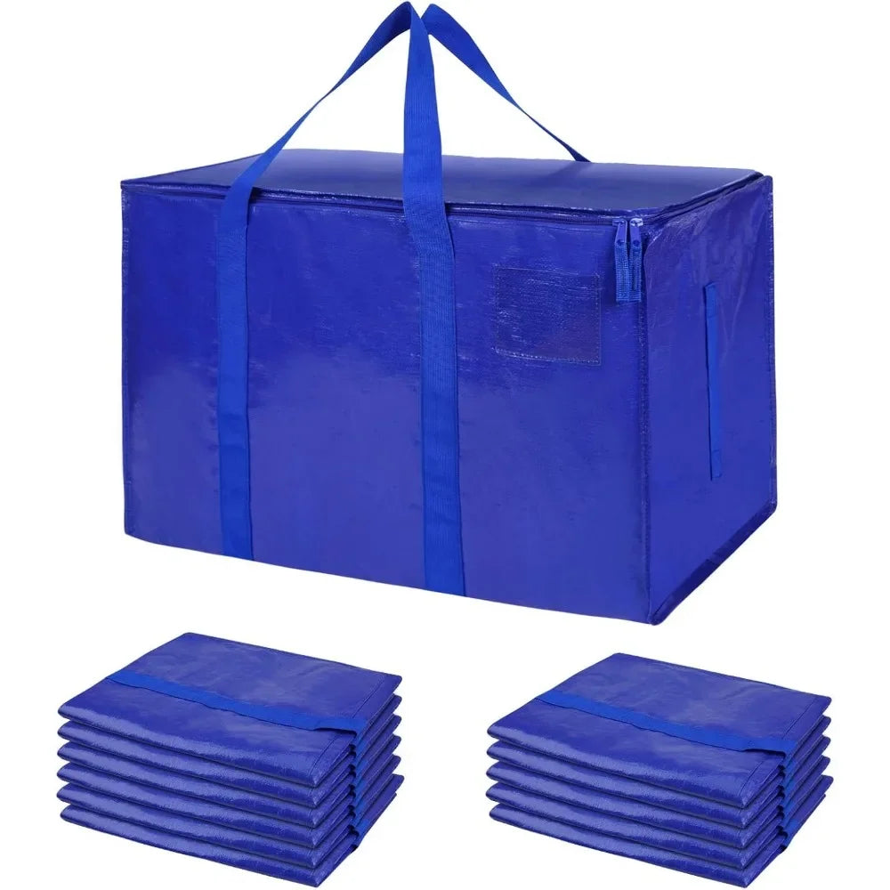 MegaMove 6-Pack Oversized Heavy-Duty Moving Bags with Zipper & Carry Handles – Space-Saving Storage Totes 🧳