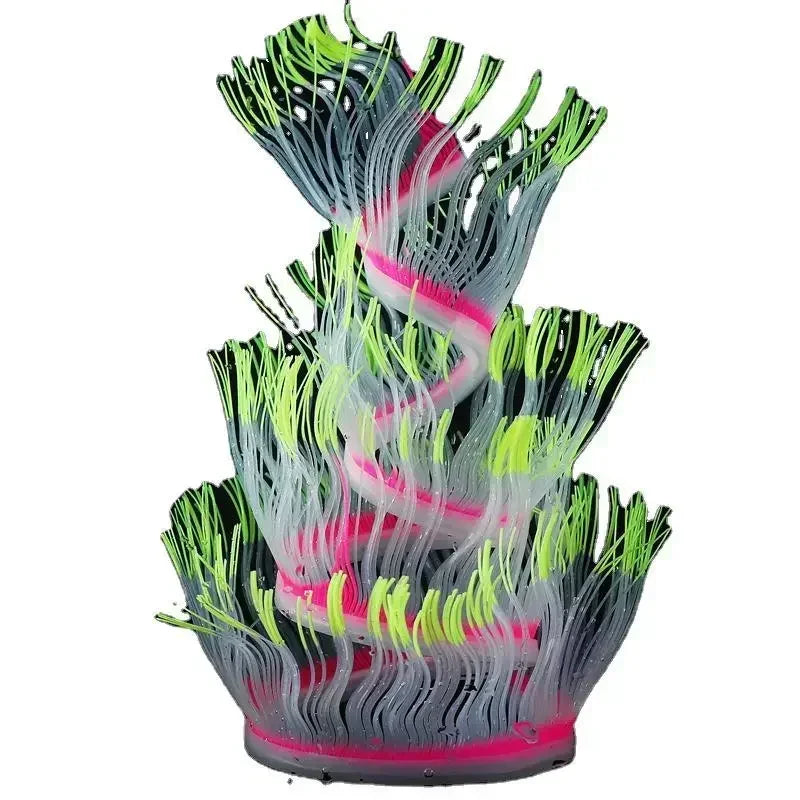 Glow-in-Dark Silicone Coral Aquarium Decor – Fluorescent Sea Anemone Simulation for Fish Tank Landscape