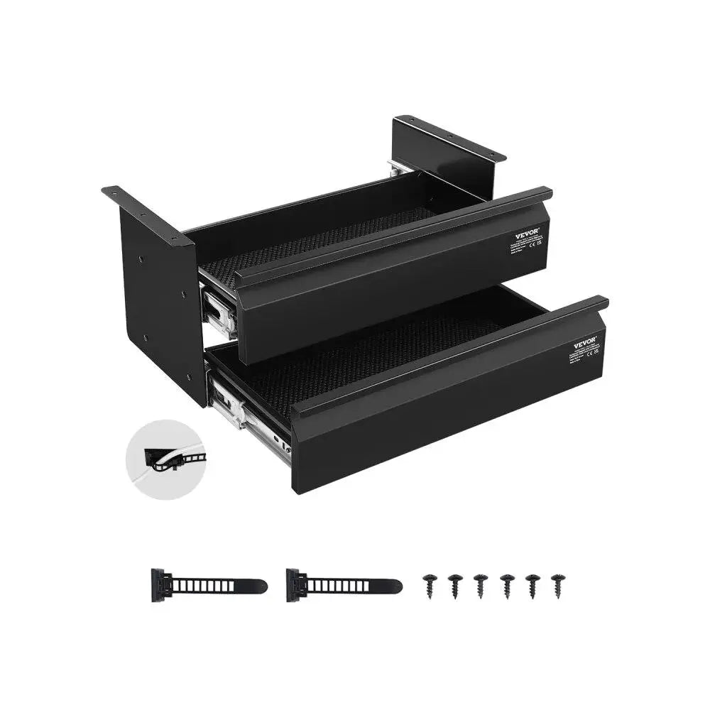 Slide-Out 2-Drawer Under-Desk Organizer – Space-Saving Storage Solution
