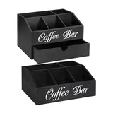 Wooden Coffee & Tea Station Organizer – Large Countertop Basket with Removable Dividers for Home Coffee Bar