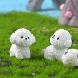 Mini Bichon Frise Dog Figurine – Cute Miniature Craft Ornament for Home, Desk, Car & Kids’ Room Décor