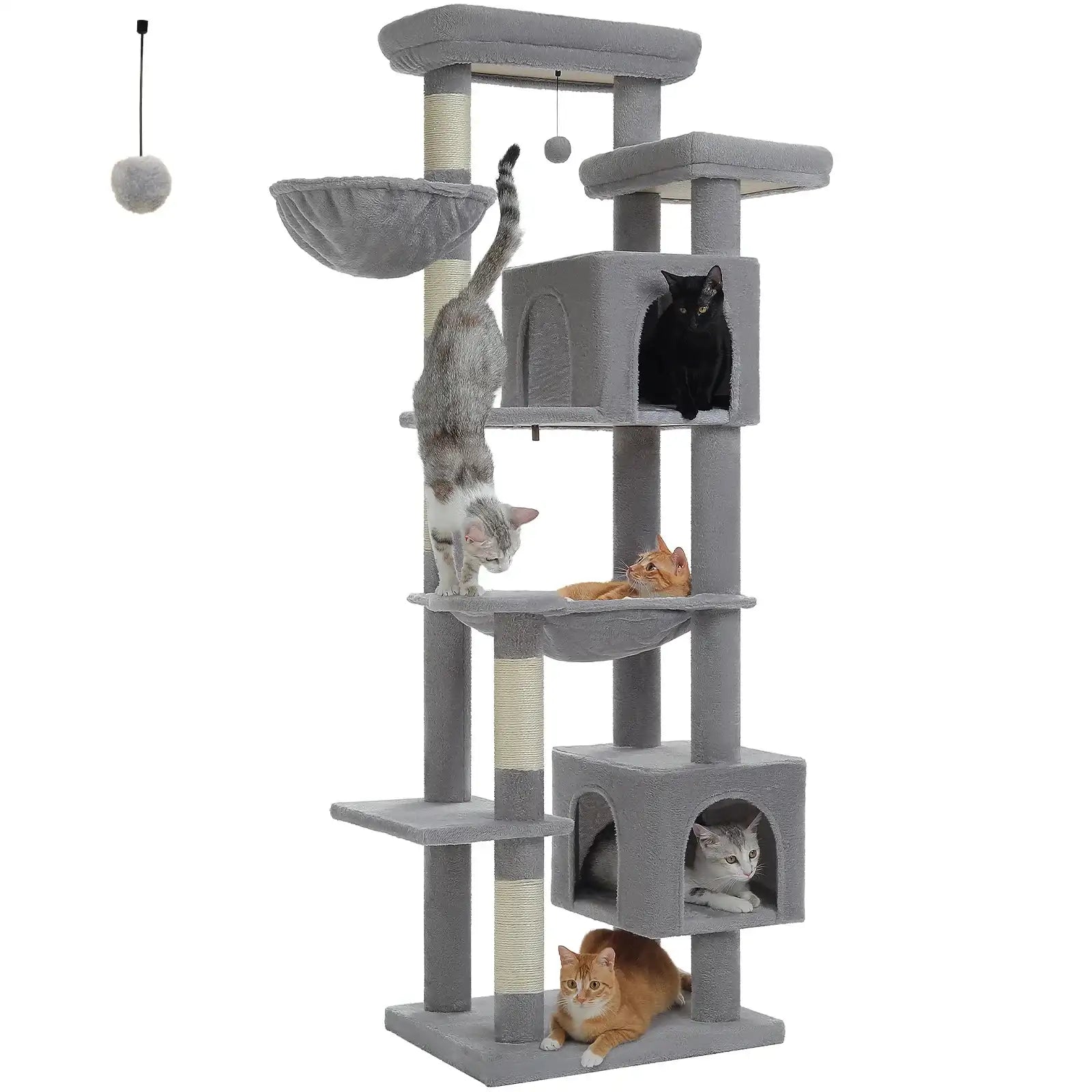 Large Cat Tree Tower for Indoor Cats – Multi-Level Plush Cat Condo with Scratching Posts, Boards, Perches & Caves