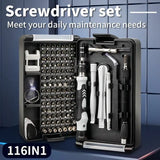 116-in-1 Precision Screwdriver Set – Magnetic Repair Tool Kit with Torx, Phillips & Hex Bits